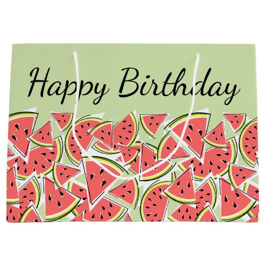 Watermelon Green Happy Birthday Groot Cadeauzakje (Voorkant)