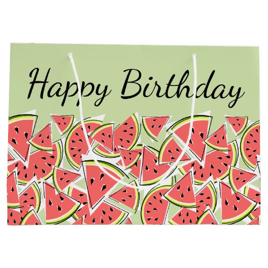 Watermelon Green Happy Birthday Groot Cadeauzakje (Achterkant)