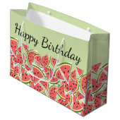 Watermelon Green Happy Birthday Groot Cadeauzakje (Voorkant Gekanteld)
