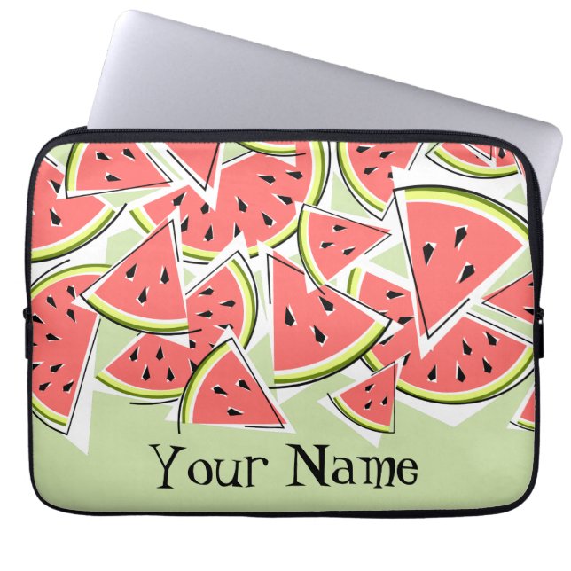 Watermelon Green Name laptophoes Laptop Sleeve (Voorkant)