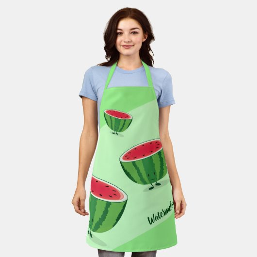 Watermelon Green Red Fruit Food Cartoon Characters Schort (Gedragen)