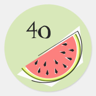 Watermelon Green Slice Age 40 sticker rond
