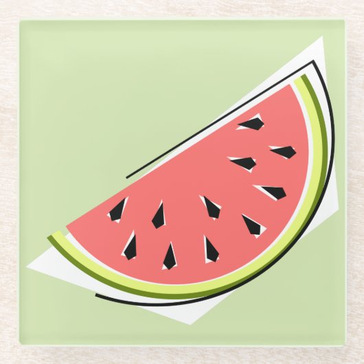 Watermelon Green Slice Glazen Onderzetter (Voorkant)