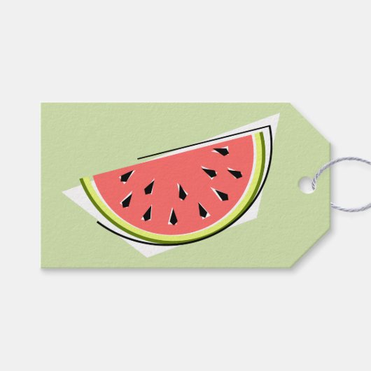 Watermelon Green Slice Happy Birthday label Cadeaulabel (Voorkant (Horizontaal))