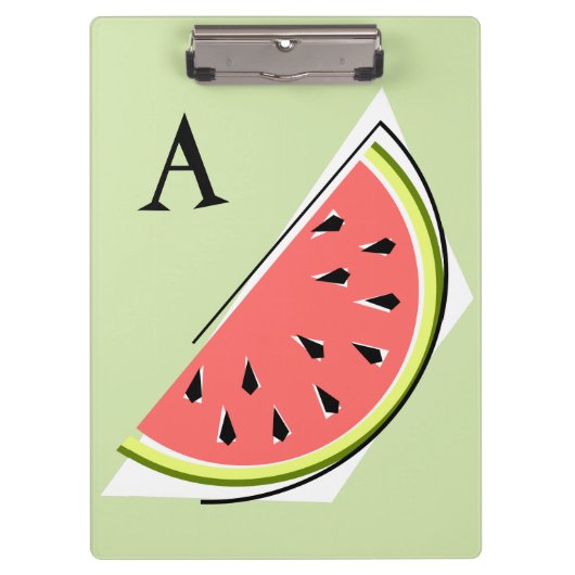 Watermelon Green Slice Monogram Klembord (Voorkant)