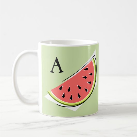 Watermelon Green Slice Monogram Koffiemok (Links)