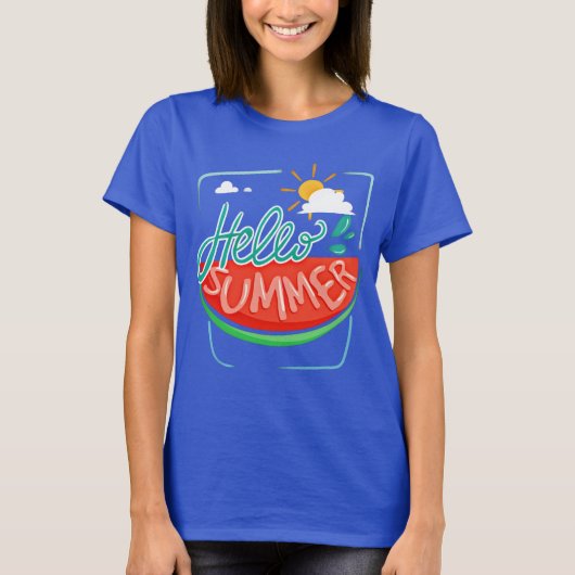 Watermelon Hallo Summer T-Shirt (Voorkant)