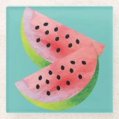 Watermelon Halves Pink Glazen Onderzetter (Voorkant)