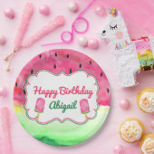 Watermelon Happy Birthday Bord Aangepaste naam (Feest)