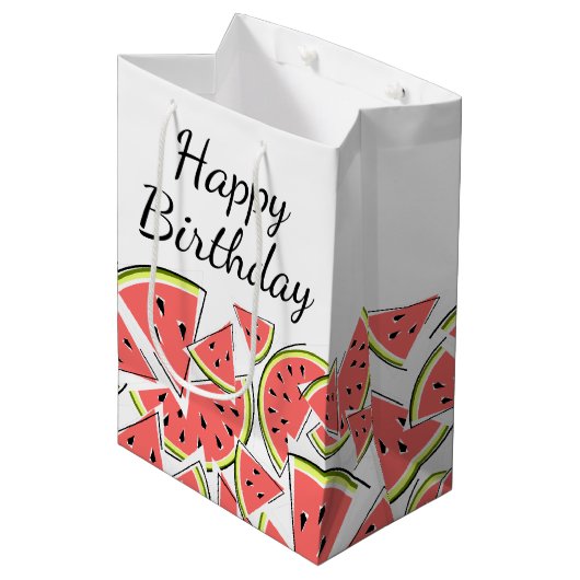 Watermelon Happy Birthday Medium Cadeauzakje (Voorkant Gekanteld)