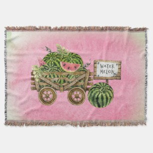 Watermelon Harvest Farmhouse Waterverf Wood Cart Deken