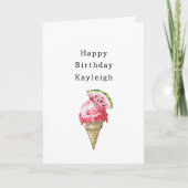Watermelon Ice Cream Cone Birthday Kaart (Voorkant)