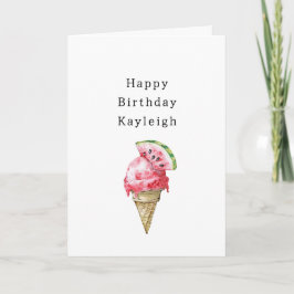 Watermelon Ice Cream Cone Birthday Kaart