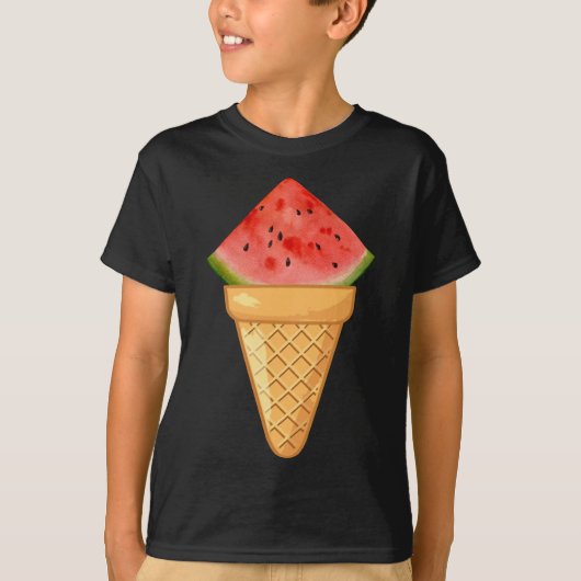 WATERMELON ICE CREAM - FUNNY FRUIT EN ICE CREAM C T-SHIRT (Voorkant)