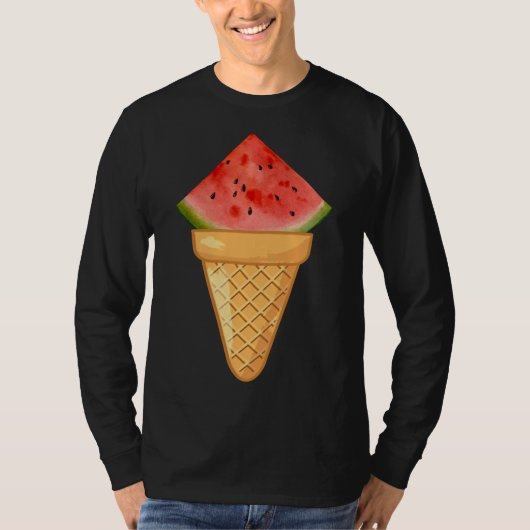 WATERMELON ICE CREAM - FUNNY FRUIT EN ICE CREAM C T-SHIRT (Voorkant)