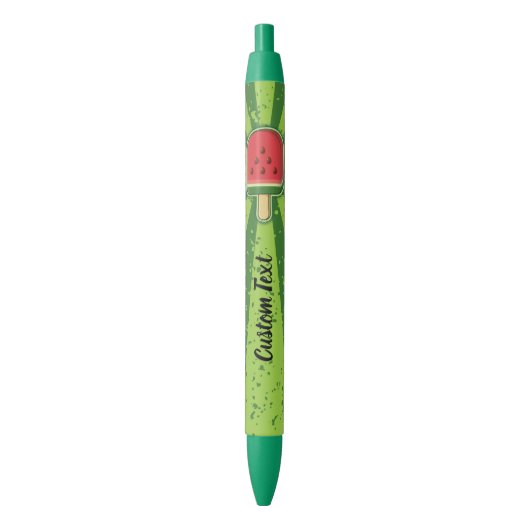 Watermelon Ice Cream Stick Zwarte Inkt Pen (Voorkant Verticaal)