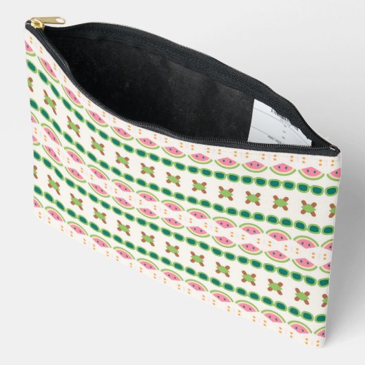 Watermelon-inspired geometric stripe pattern etui (Open)