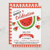 Watermelon Invitation for Birthday Party Fruit Kaart (Voorkant / Achterkant)