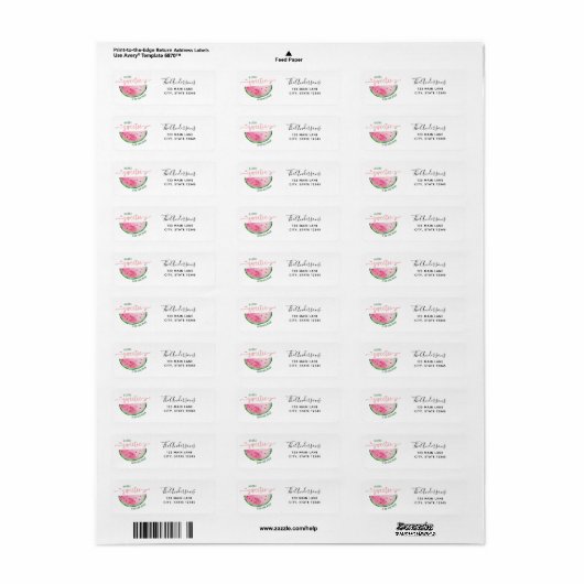 Watermelon Little Sweetie Return Address Label (Full Sheet)