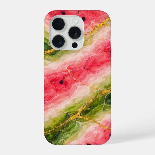 Watermelon Marble with Gold Veining iPhone Hoesje (Achterkant)