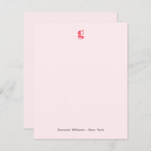 Watermelon Modern Monogram Naam Budget Note Card (Voorkant / Achterkant)