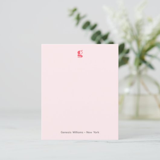 Watermelon Modern Monogram Naam Budget Note Card (Staand voorkant)