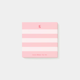 Watermelon Modern Monogram Naam Groovy Striped Post-it® Notes