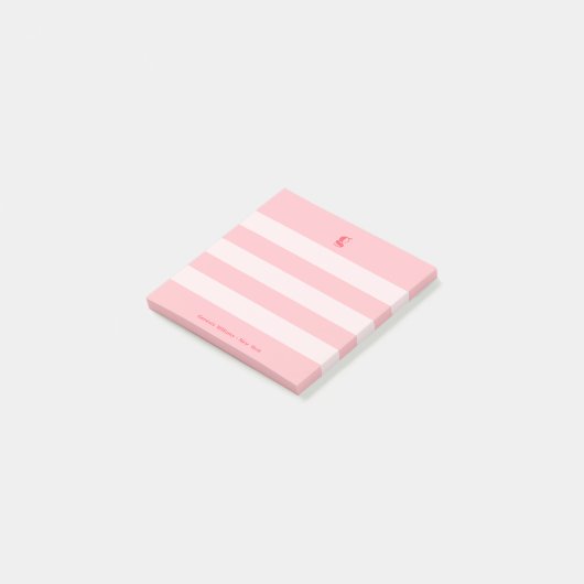 Watermelon Modern Monogram Naam Groovy Striped Post-it® Notes (Schuin)