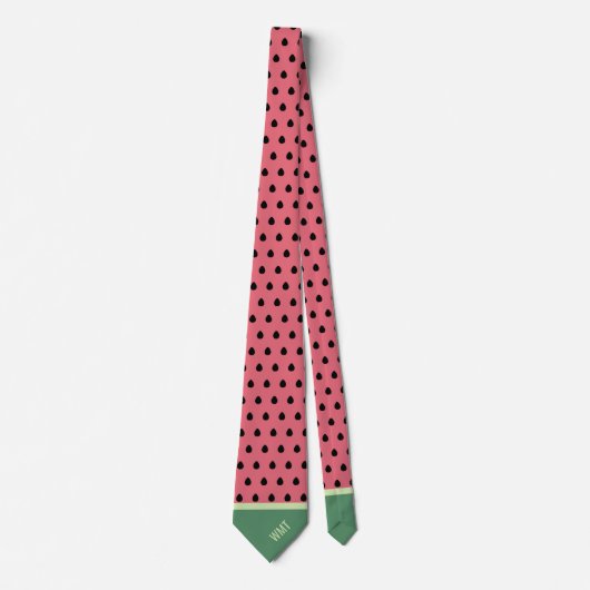 Watermelon Monogram Funny Fruit Slice Polka Dot Stropdas (Voorkant)