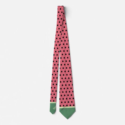 Watermelon Monogram Funny Fruit Slice Polka Dot Stropdas (Achterkant)