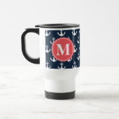 Watermelon Monogrammed Navy Blue Anchor Pattern Reisbeker (Links)