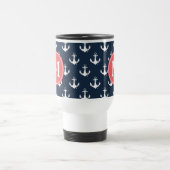 Watermelon Monogrammed Navy Blue Anchor Pattern Reisbeker (Center)