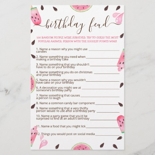 Watermelon One In Een Meloen Verjaardagsvete spel (Voorkant)