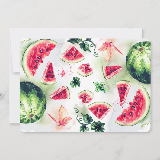 Watermelon One in een Melon 1st Birthday Uitnodigi Kaart (Achterkant)