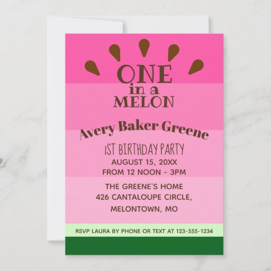 Watermelon One in een Melon Birthday Kaart (Voorkant)