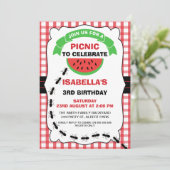 Watermelon Picnic Birthday Party Invitation Kaart (Staand voorkant)