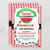Watermelon Picnic Birthday Party Invitation Kaart (Voorkant / Achterkant)