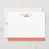 Watermelon Pink Chic Hearts Striped Fans Note Card Notitiekaartje (Voorkant)