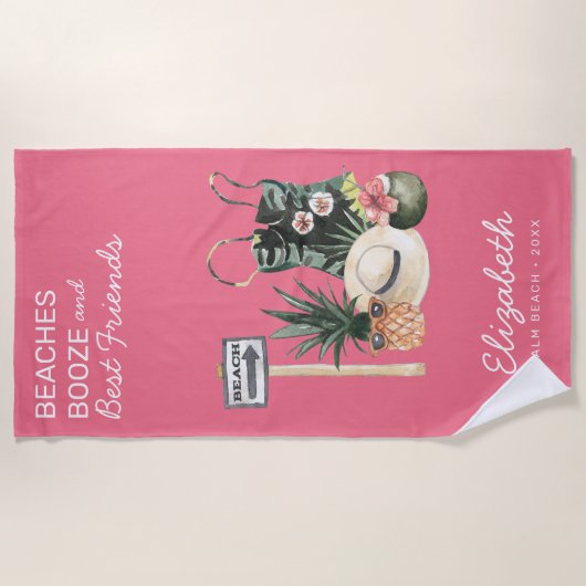 Watermelon Pink Sorbet | Tropische zomervakantie Strandlaken (Voorkant)