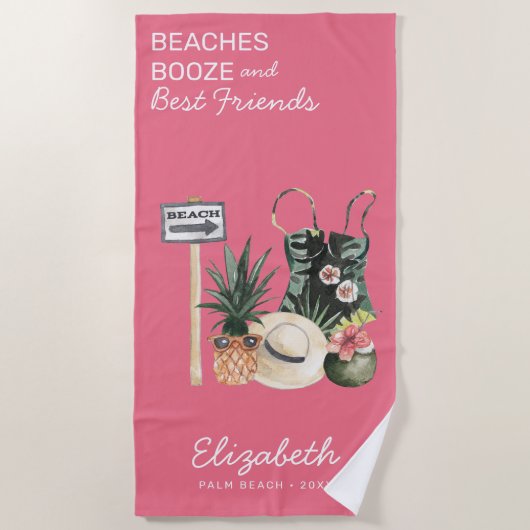 Watermelon Pink Sorbet | Tropische zomervakantie Strandlaken (Voorkant)