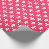 Watermelon Pink White Fleur de Lis Pattern Cadeaupapier (Hoek)