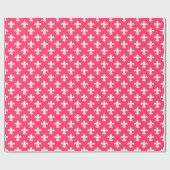 Watermelon Pink White Fleur de Lis Pattern Cadeaupapier (Vlak)