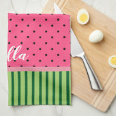 Watermelon - Polka Dots and Stripes Theedoek (Quarter Fold)