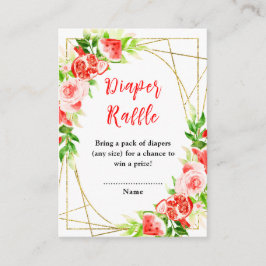 Watermelon Pomegranate Baby Shower Diaper Raffle Informatiekaartje