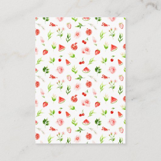 Watermelon Pomegranate Baby Shower Diaper Raffle Informatiekaartje (Achterkant)