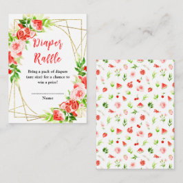 Watermelon Pomegranate Baby Shower Diaper Raffle Informatiekaartje