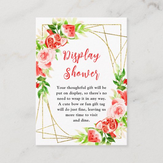 Watermelon Pomegranate Baby Shower Display Shower Informatiekaartje (Voorkant)