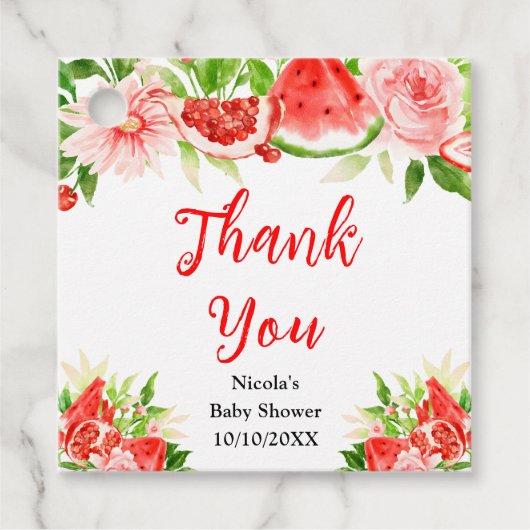 Watermelon Pomegranate Baby Shower Thank You Bedankjes Labels (Voorkant)