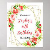 Watermelon Pomegranate Birthday Party Welcome Sign Poster (Voorkant)