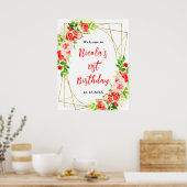 Watermelon Pomegranate Birthday Welcome Poster (Keuken)